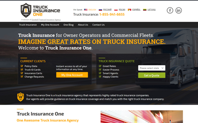 Truck Insurance Website Design - Truck Insurance One